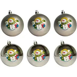 Набір ялинкових куль Linhai 6 шт D8 см з малюнком пластик в асортименті (030361-1)