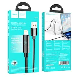 Кабель Hoco U125 Benefit charging data cable з display iP Чорний - мініатюра 2