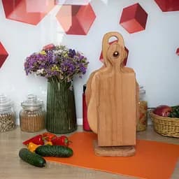 Комплект з чотирьох дерев'яних дощок з підставкою для кухні, Woodly Коричневий 85901 - мініатюра 3