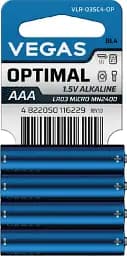 Первичный элемент питания Vegas Optimal  ААA alkaline 4 шт. (VLR-03SC4-OP)