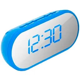 Електронний годинник Voltronic VST712YB з будильником дзеркальний дисплей живлення від кабелю USB Blue