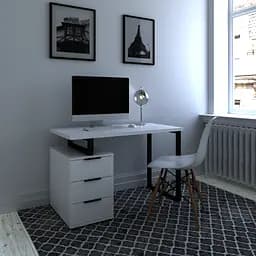 Компьютерный стол с тумбой на три выдвижных ящика Loft FHX-3 Белый