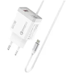 Зарядний пристрій Promate 20W PD Lightning + USB QC3.0 (icharge-pdqc3.white)
