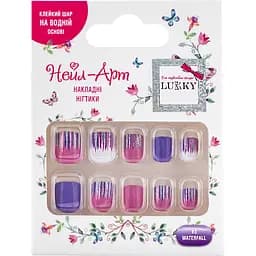 Дитячі накладні нігті Lukky Waterfall багаторазові 10 шт. (T19424)