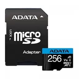 microSDXC (UHS-1) A-DATA Premier 256Gb Class 10 А1 (R-100Mb/s) (adapter SD)