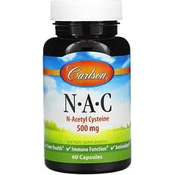NAC N-Ацетил-L-Цистеїн Carlson 500 мг 60 капсул