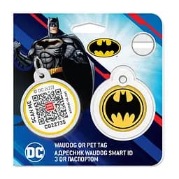 Адресник для собак і котів Waudog Smart ID з QR паспортом, Бетмен лого, M, діаметр 30 мм - мініатюра 5