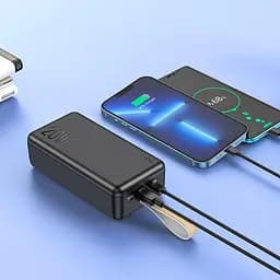 Зовнішній акумулятор Hoco J87B Tacker power bank 30000mAh 3 виходи чорний - мініатюра 4