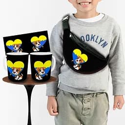 Набор: детская сумка-бананка+кружка Пес Патрон 32х15см,бананка для мальчика через плечо на подарок (00942)