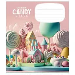 Тетрадь ученическая Школярик Candy world 012-3266C-3 в косую линию 12 листов