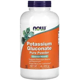 Вітаміни та мінерали NOW Potassium Gluconate Pure Powder, 454 грам