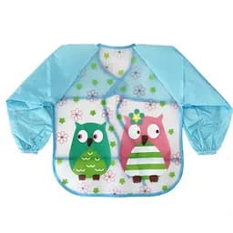 Слинявчик з рукавами "Сови" MGZ-0610-4 блакитний, клейончатий, на зав`язках