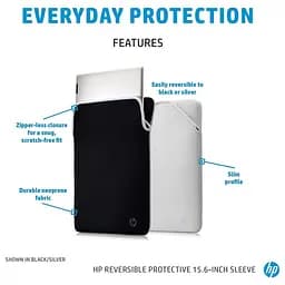 Чохол для ноутбука HP 15.6 Reversible Protective Black/Silver Sleeve (2F2K5AA) - мініатюра 2