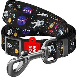 Повідець для собак Waudog Nylon NASA, нейлоновий, регульований, 152-183х2 см, чорний
