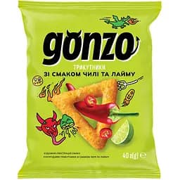 Кукурудзяні трикутники Gonzo зі смаком чилі та лайма 40 г