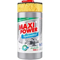Засіб для миття посуду Maxi Power Платинум з губкою, 1 л