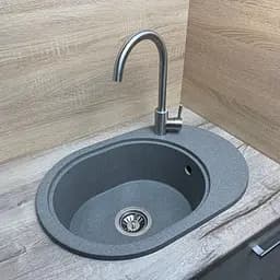Кухонна мийка Adamant OVALE сіра 610x420x180 мм, з крилом 61 см - мініатюра 2