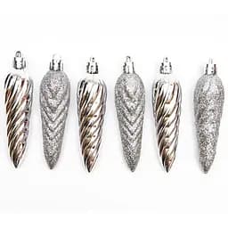 Набор елочных игрушек Devilon Сосулька 10 см серебристый 6 шт. (32099)