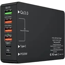 Зарядний пристрій Primo WLX-518 1xUSB QC3.0 / 3xUSB / 1xType-C /1xPD Type-C / 65W (Max) чорний