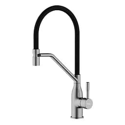 Змішувач для кухні гнучкий вилив збройова сталь Frap F4497-9 Графітовий хром