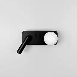 Ліве чорне бра на 2 вимикачі з білим плафоном та спотом Line F Арт. WJ032/2 L BK (лівий)