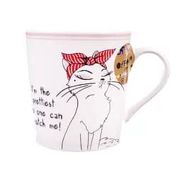Чашка Offtop, 250 мл, Кішка з червоним бантом, білий (861533)