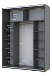 Шафа-купе Doros G-Caiser Графіт 2 Дзеркала 180х60х240 (42005012) - мініатюра 9