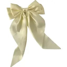 Заколка для волос с бантом и лентой, бежевая бело-желто-золотая, 1 шт