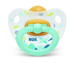 Пустышка латексная NUK Happy Kids Самолет, ортодонтическая, 18+ мес., салатовый (3952339)