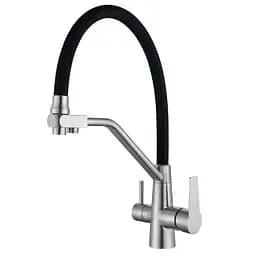 Смеситель для кухни на две воды с гибким изливом Mixxus FUL-021 MX0787 Нержавеющая сталь