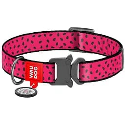 Нашийник для собак Waudog Nylon Кавун, з QR паспортом, металева пряжка-фастекс, L, 31-49х2,5 см