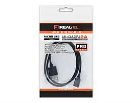 Кабель REAL-EL Pro USB - micro USB V 2.0 (M/M), 2 м, чорний (EL123500025) - мініатюра 2