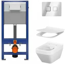 Інсталяція Cersanit AQUA 52 з кнопкою Accento Square + унітаз Crea із сидінням Slim 30412 - мініатюра 6