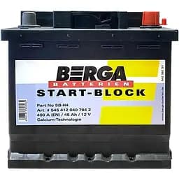 Автомобільний акумулятор Berga Startblock 45Ah Ев -/+ 400EN