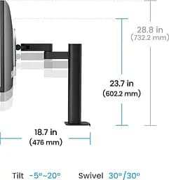 Монітор TFT 28.2" BenQ RD280UA, IPS, 3840x2560, 3:2, USB-C, HDMI, DP, HAS, ерго стійка, кол., металік-сірий (9H.LM2LJ.TBE) - мініатюра 5