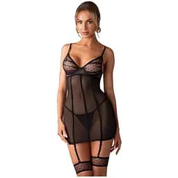 Пеньюар Obsessive Nuites 2XL/3X черный