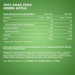Амінокислота IronMaxx 100% EAAs Zero Зелене яблуко 500 г - мініатюра 5