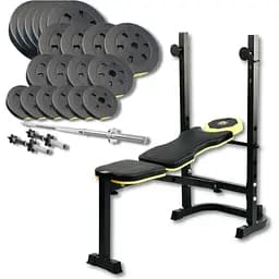 Набор Besport PowerPro 109кг с прямым грифом и скамьей WB-003