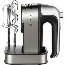 Ручний міксер Sokany SK-6627 із насадками для тесту 5 швидкостей 350Вт Сірий із чорним