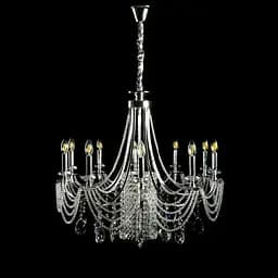 Ефектна підвісна кришталева люстра Splendid Ray L6008/10 (SILVER) - хром, 10xE14, діаметр 85 см, від 18 до 28 м2