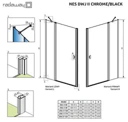 Душові двері Radaway Nes Black DWJ II 100 см 10036100-54-01R - мініатюра 3
