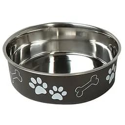Flamingo Bella фламінго белла миска для собак, нержавійка, чорний, з малюнком лап 2.2, 23 см