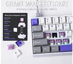 Клавіатура ігрова механічна AULA WIN-68 HE Max White-Blue Magnetic switch ENG/UKR - мініатюра 7