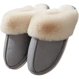 Жіночі домашні капці з хутром Slippers теплі м’які закриті тапочки для дому 38-39 сірий KT8003842