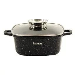 Каструля-котел квадратна котел 3.5 л 23.5 см з покриттям під мармур і кришкою, Zauberg Чорний 86972