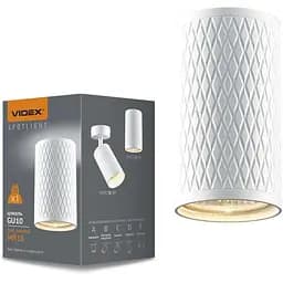 Світильник Videx під лампу GU10 накладний біла призма Ø5.5х10 см Line F Арт. VL-SPF02A-WP