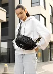 Женская сумка через плечо бананка Sambag Flex Pro черная 30×17×15 см (85451065)