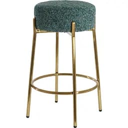 Барний стілець Light&Living металевий з м'яким круглим сидінням зеленого кольору із золотими ніжками (5505681)