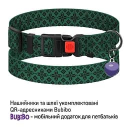 Нашийник для собак Барксі Urban патріотичний Вишиванка зелена