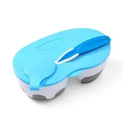 Тарелка двухсекционная BabyOno, с ложкой, голубой (1067)